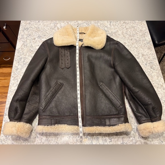 Brown Shearling B3 Bomber Aviator Jacket - Picture 3 of 15